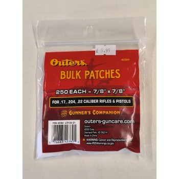250x Rifle Cleaning Patches 7/8" x 7/8" - .17 .204 .22 Outers Gun Care